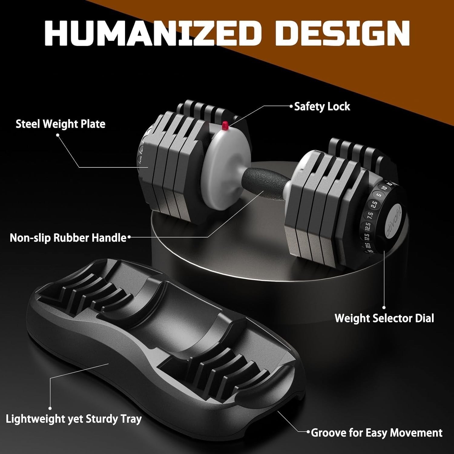 25kg Adjustable Dumbbell 10-in-1 Quick Dial Weights Home Gym Strength Set