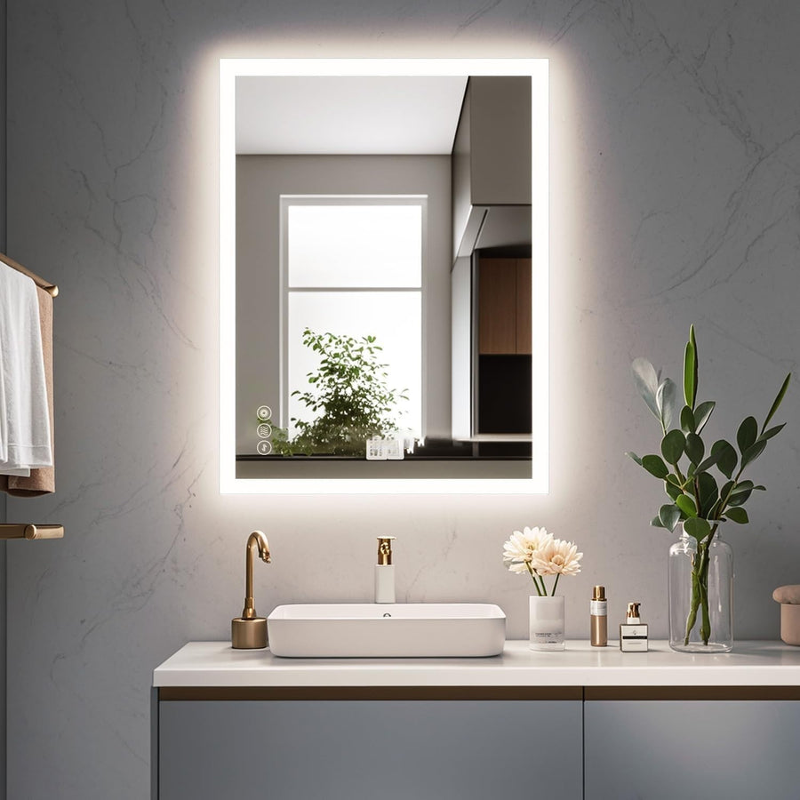 LED Bathroom Mirror 50x70cm Anti-Fog Backlit Wall Mount Dimmable Light