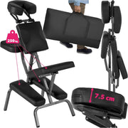 Adjustable Massage Chair Extra Thick Padding Foldable Portable 200kg Black