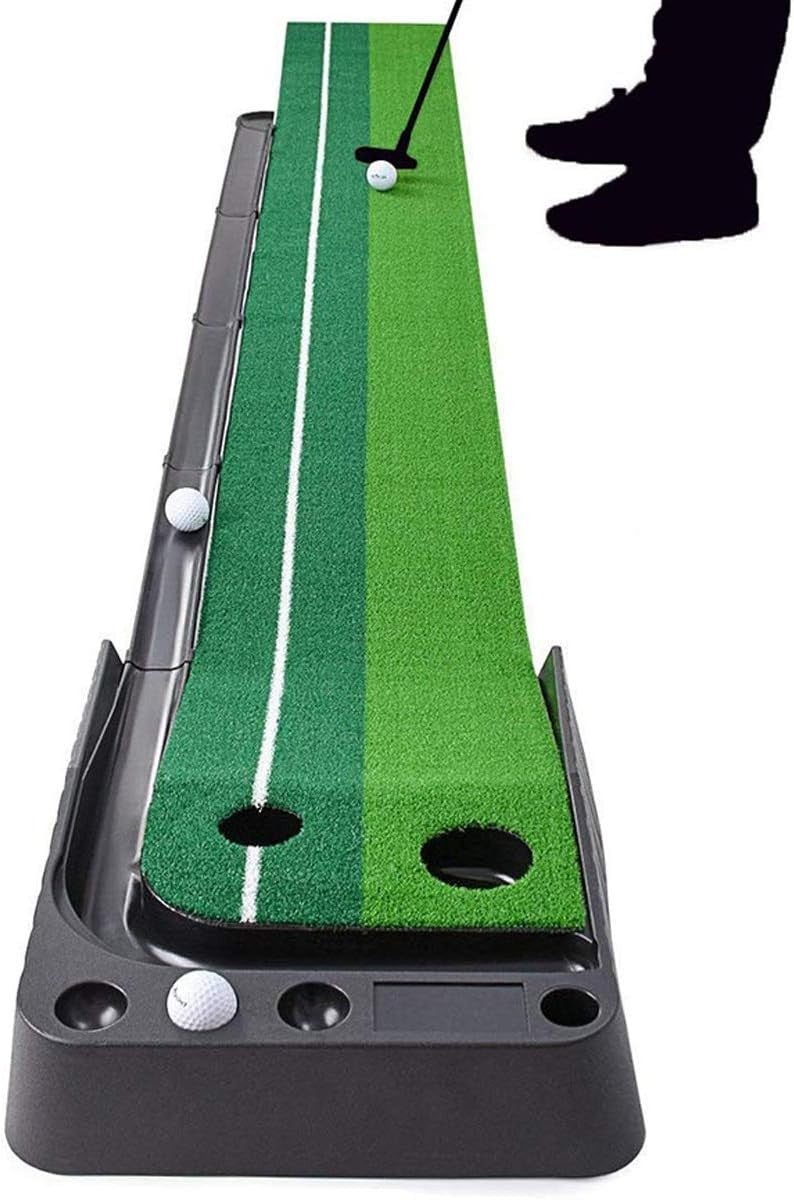Indoor Golf Putting Mat 10ft Practice Green Ball Return Trainer Home Office
