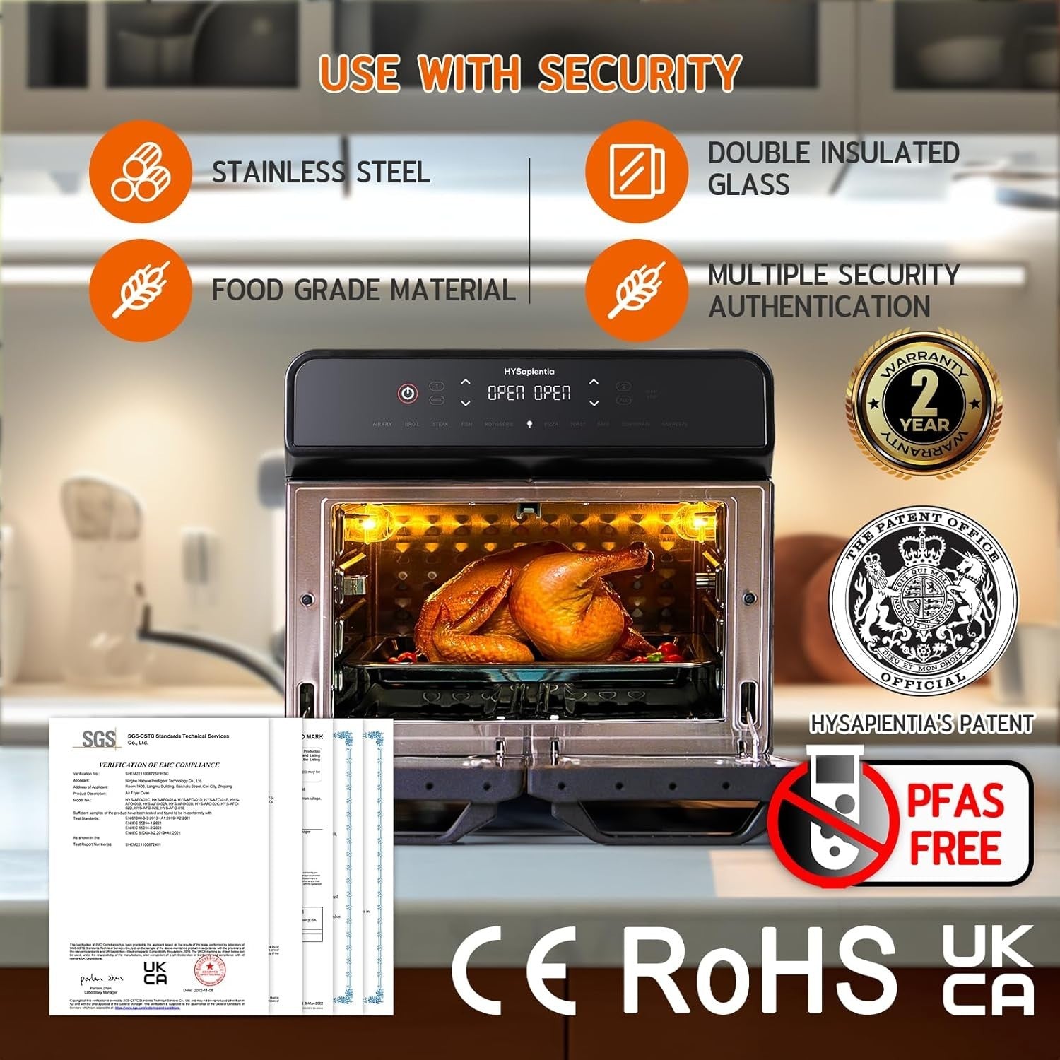 22L Dual Zone Air Fryer Oven 2400W Rotisserie 10in1 + Accessories