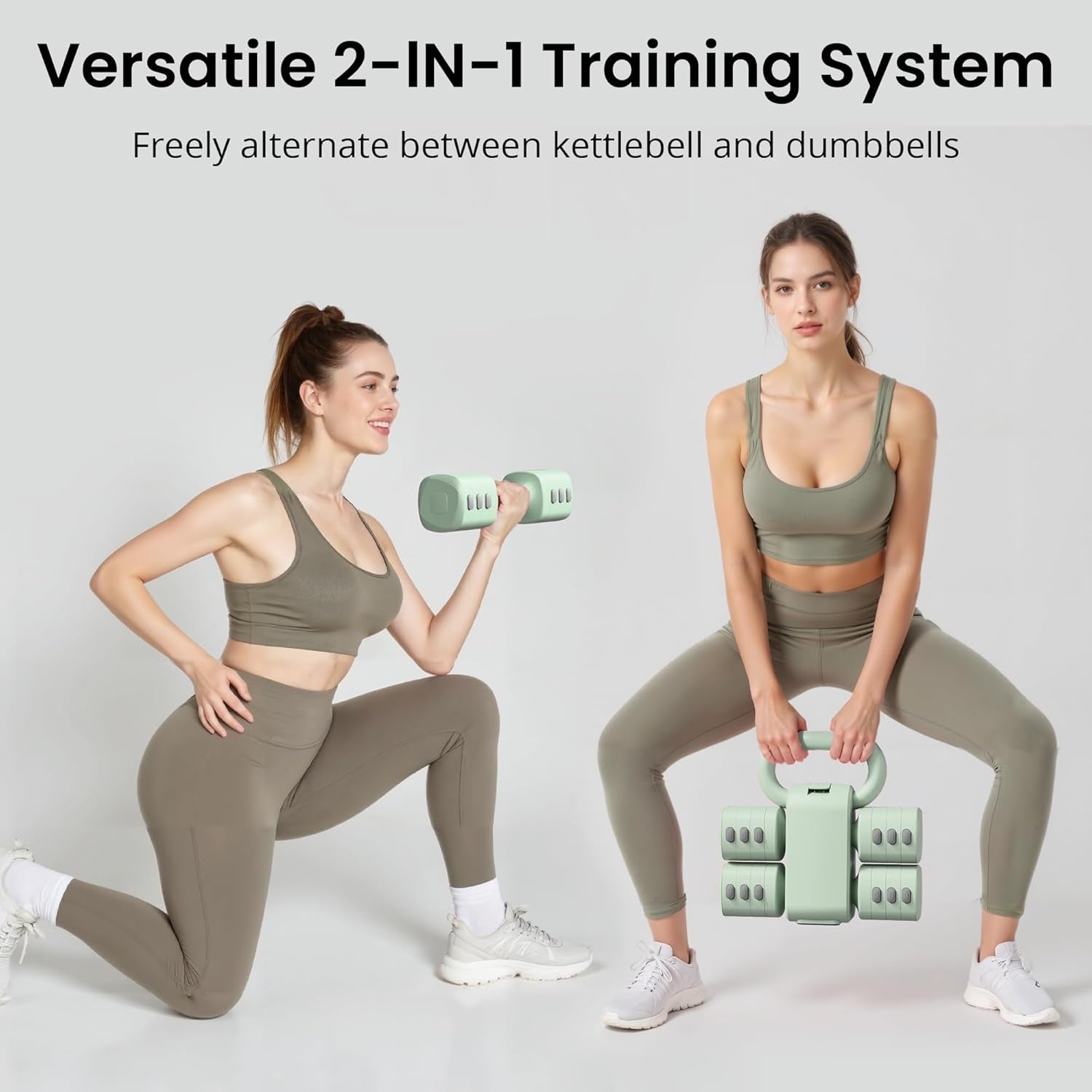 2-in-1 Adjustable Dumbbell Kettlebell Set Women 4-Level Home Gym Weights
