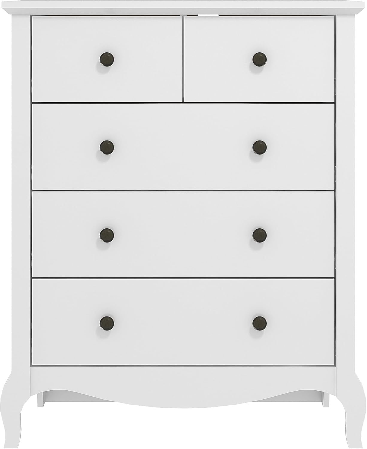 White 5 Drawer Chest Storage Cabinet Hallway Bedroom Modern Slim Unit