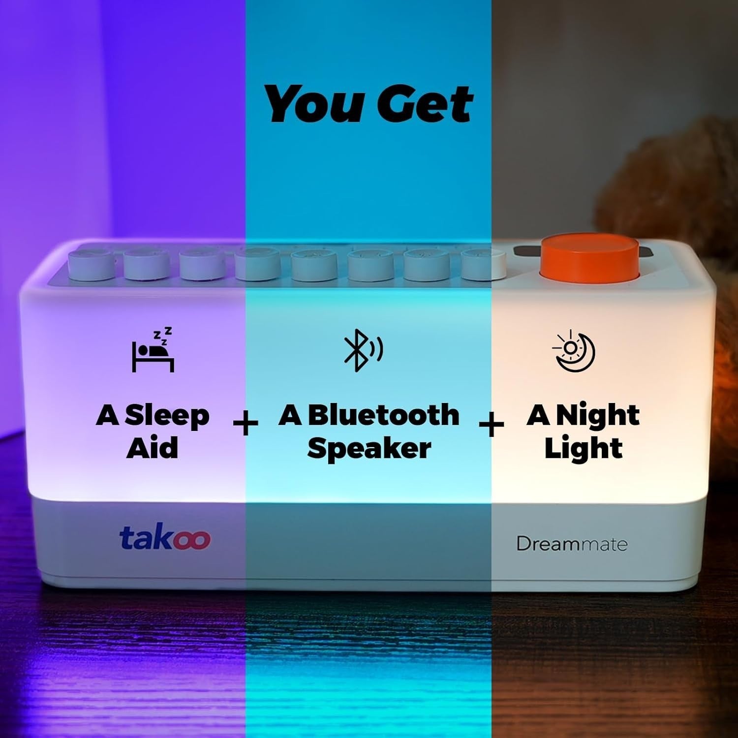 3-in-1 White Noise Sound Machine with Night Light & Bluetooth Speaker