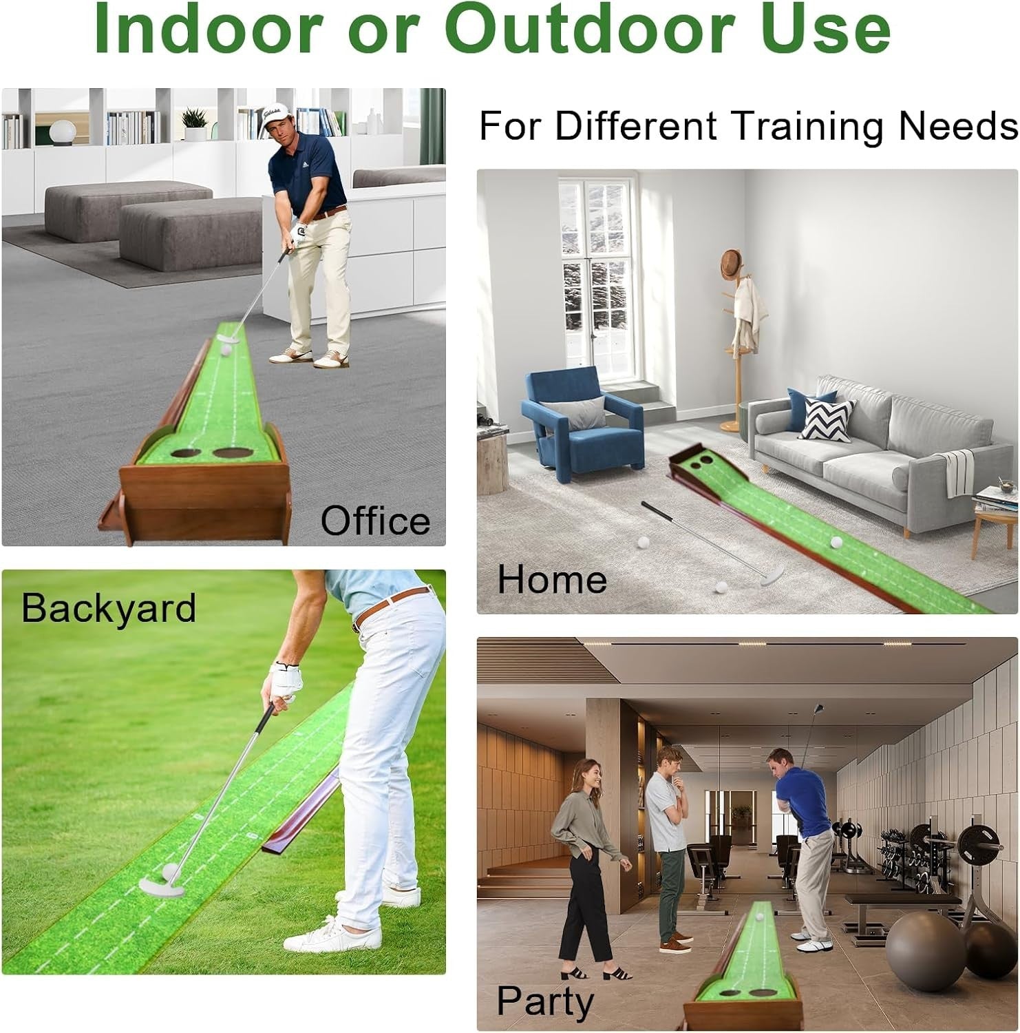 Golf Putting Mat Ball Return Practice Green Indoor Outdoor 9.84ft Se