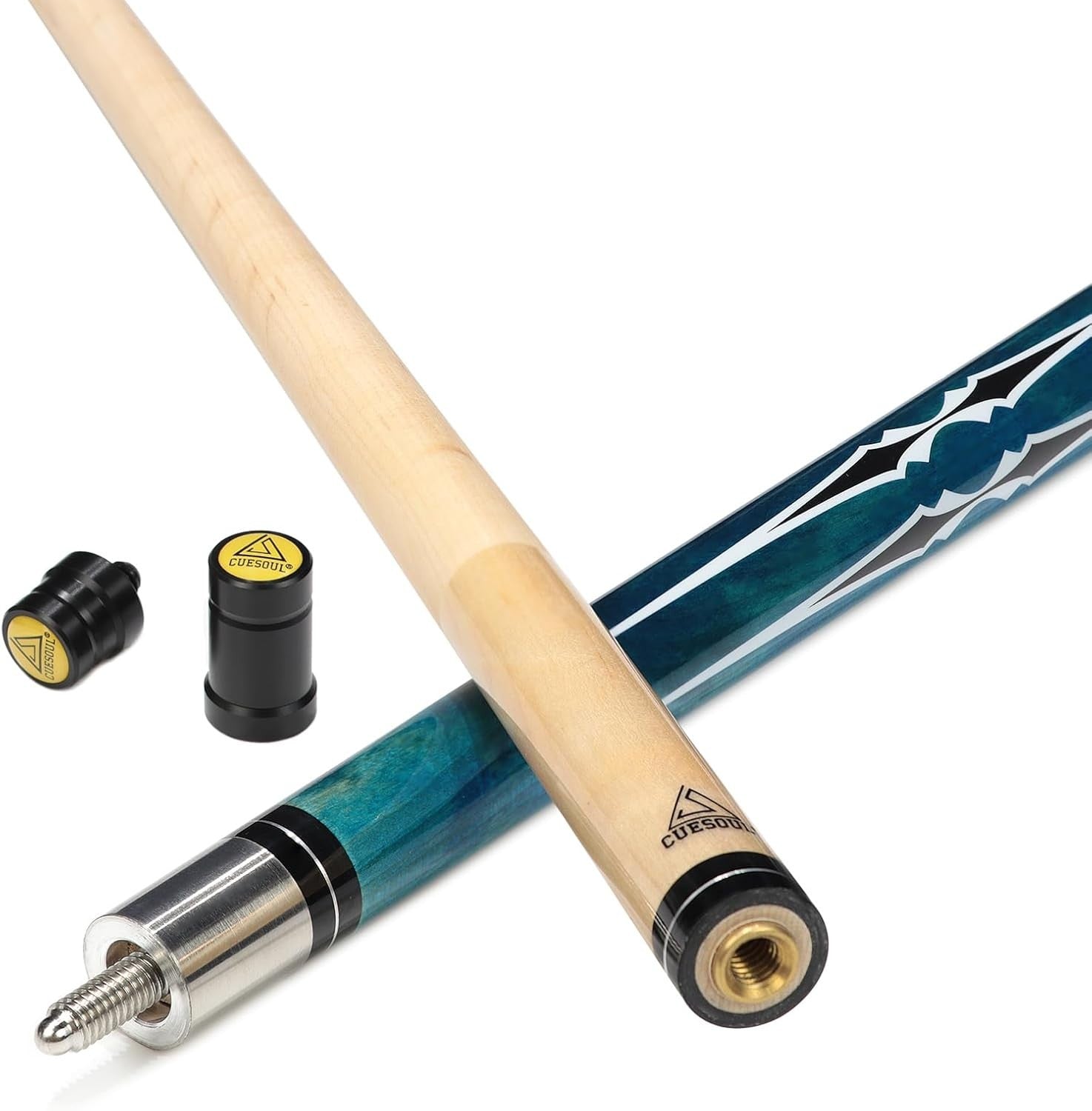 58” Professional Pool Cue 13mm Tip Maple Shaft 1/2 Joint Linen Grip