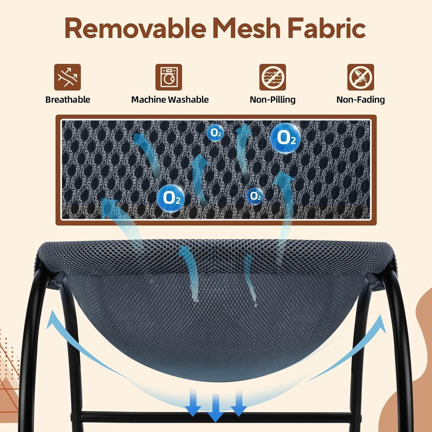 Raised Cat Hammock Bed Elevated Mesh Pet Cot Washable Cooling Navy
