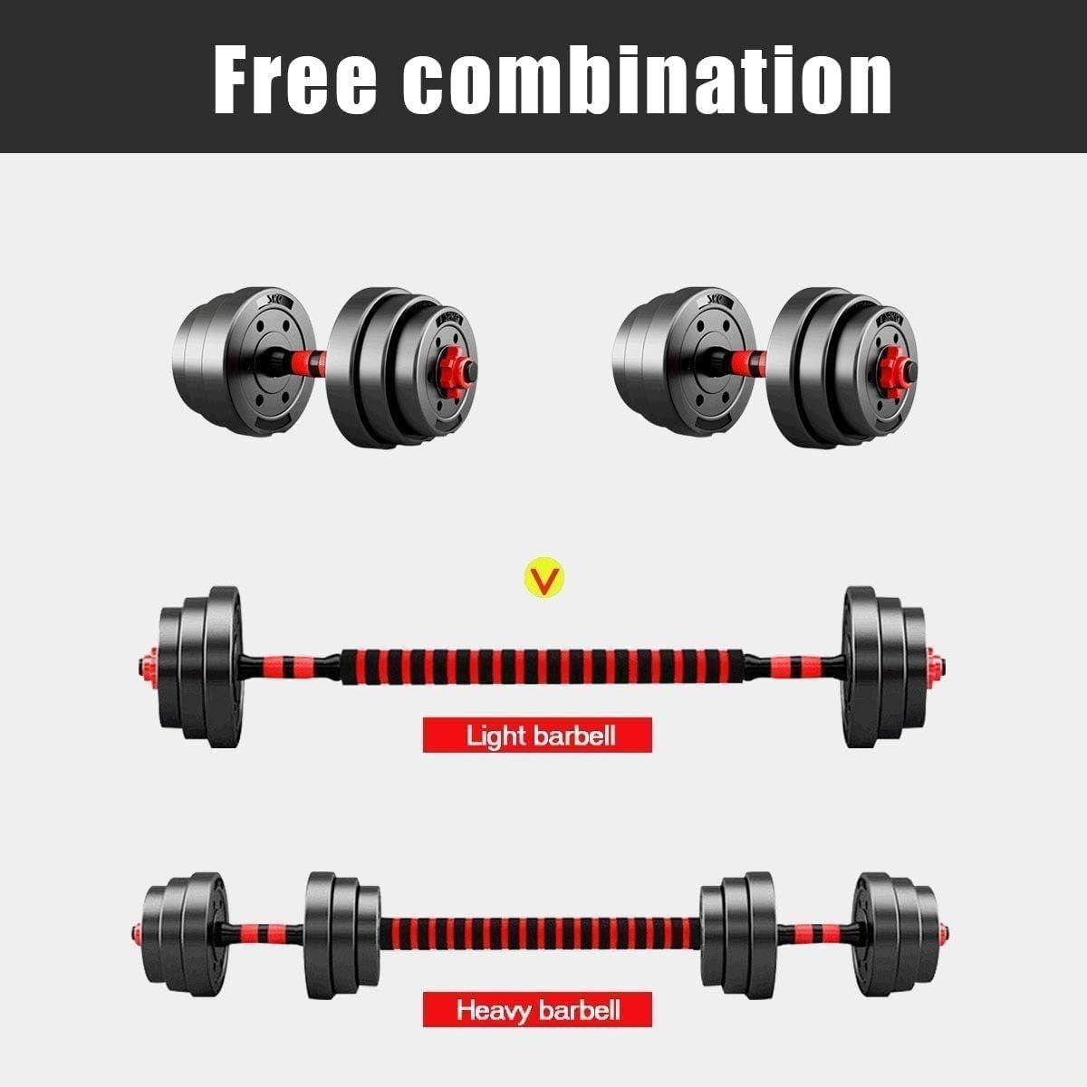 30kg Adjustable Dumbbell Barbell Set Non Slip Home Gym Free Weights