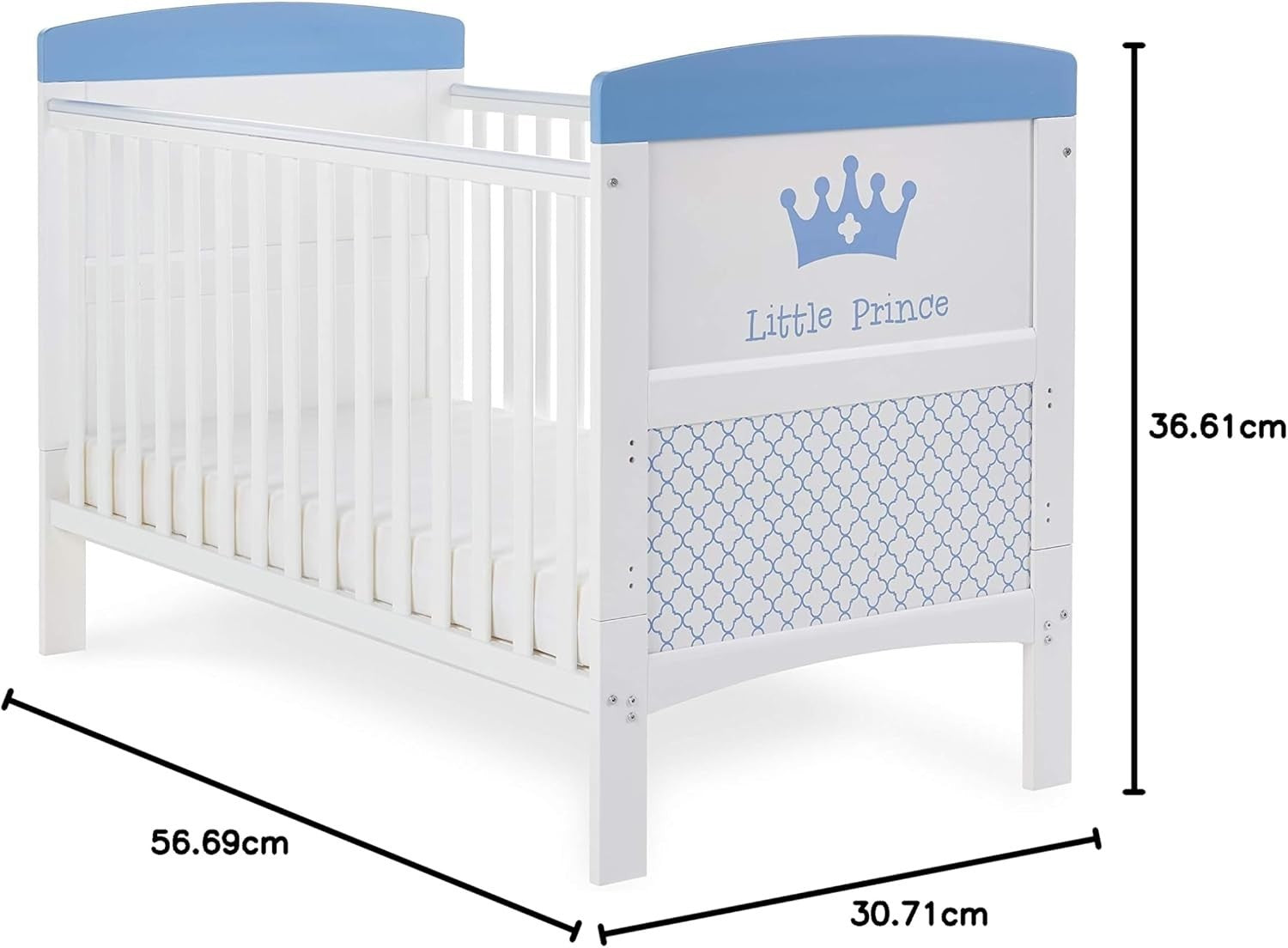 Convertible Cot Bed with Adjustable Height Toddler Bed 140x70cm White Blue