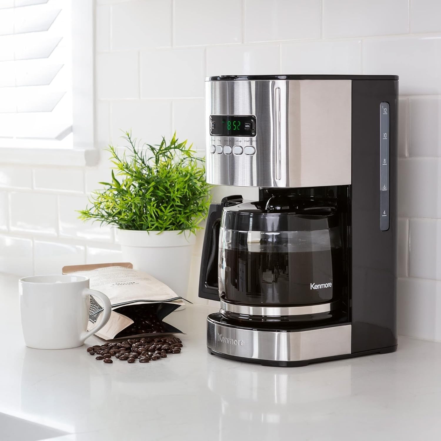 12-Cup Filter Coffee Machine 1.8L Digital Timer Auto Shut-Off Stainless