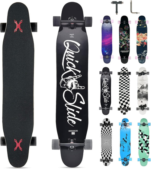 46" Longboard Skateboard Complete 8 Layers Maple Wood Deck for Teens & Adults