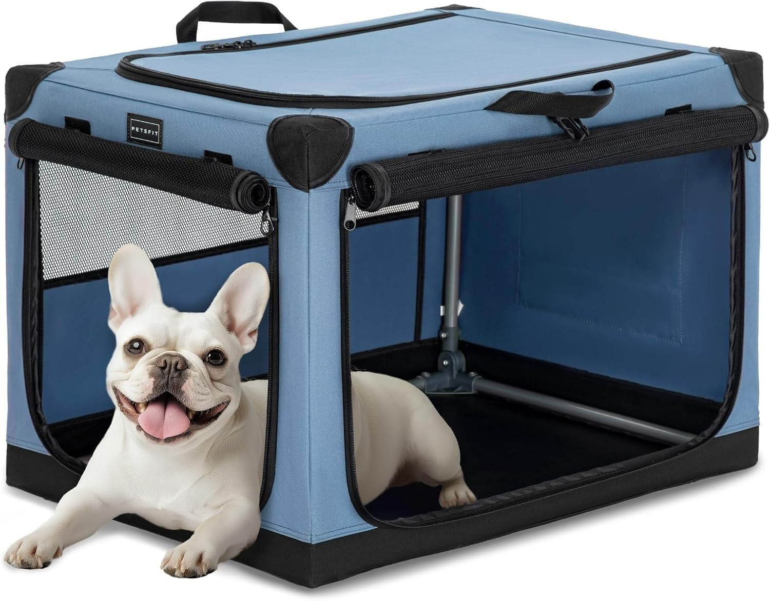 Foldable Medium Dog Crate Portable Soft Pet Carrier Kennel 3 Door Cage 76cm