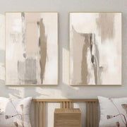 Abstract Beige Wall Art Set of 2 – Neutral Minimalist Canvas Prints 16x24