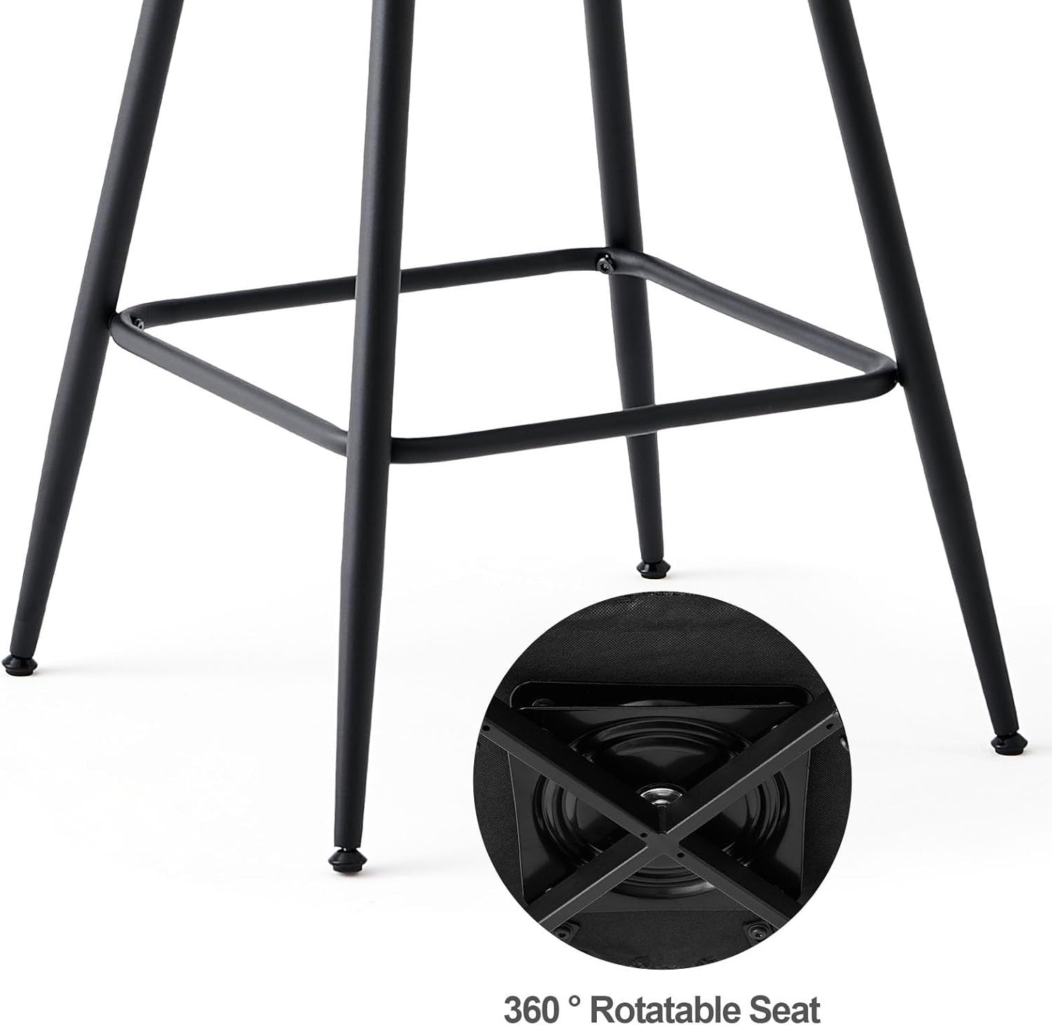 Set of 4 Counter Height Swivel Bar Stools Upholstered Rattan Back Kitchen
