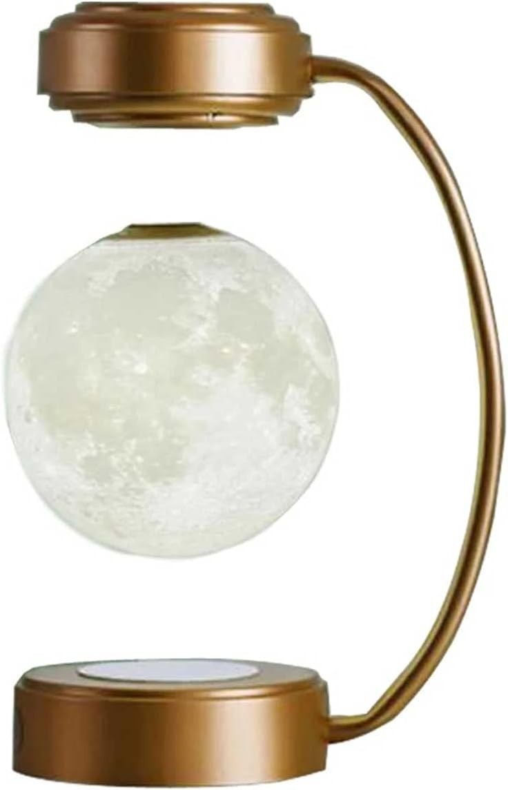 Levitating Moon Lamp Gold 3D Printed Floating LED Night Light Iron Stand