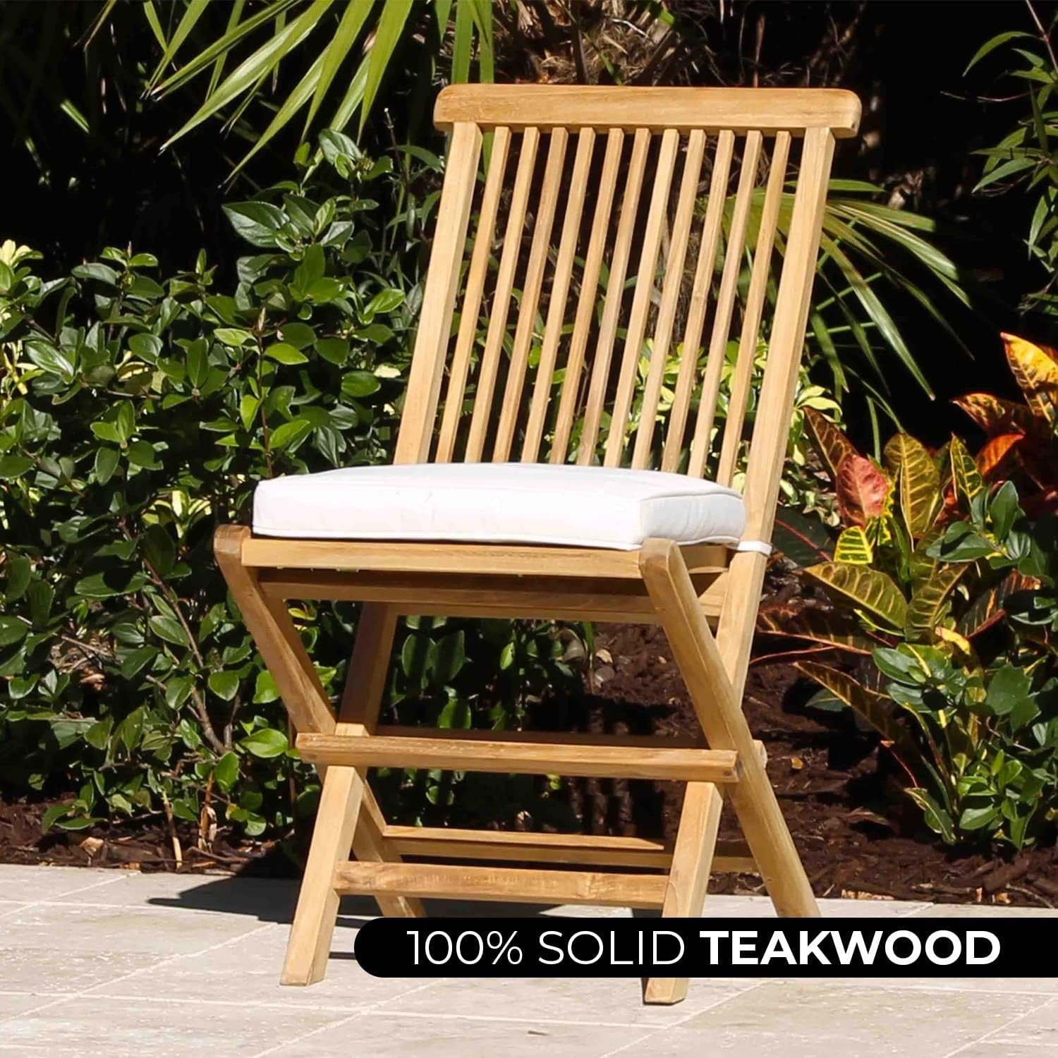 Outdoor Teak Garden Dining Table Set 4 Seater Patio Chairs Weatherproof
