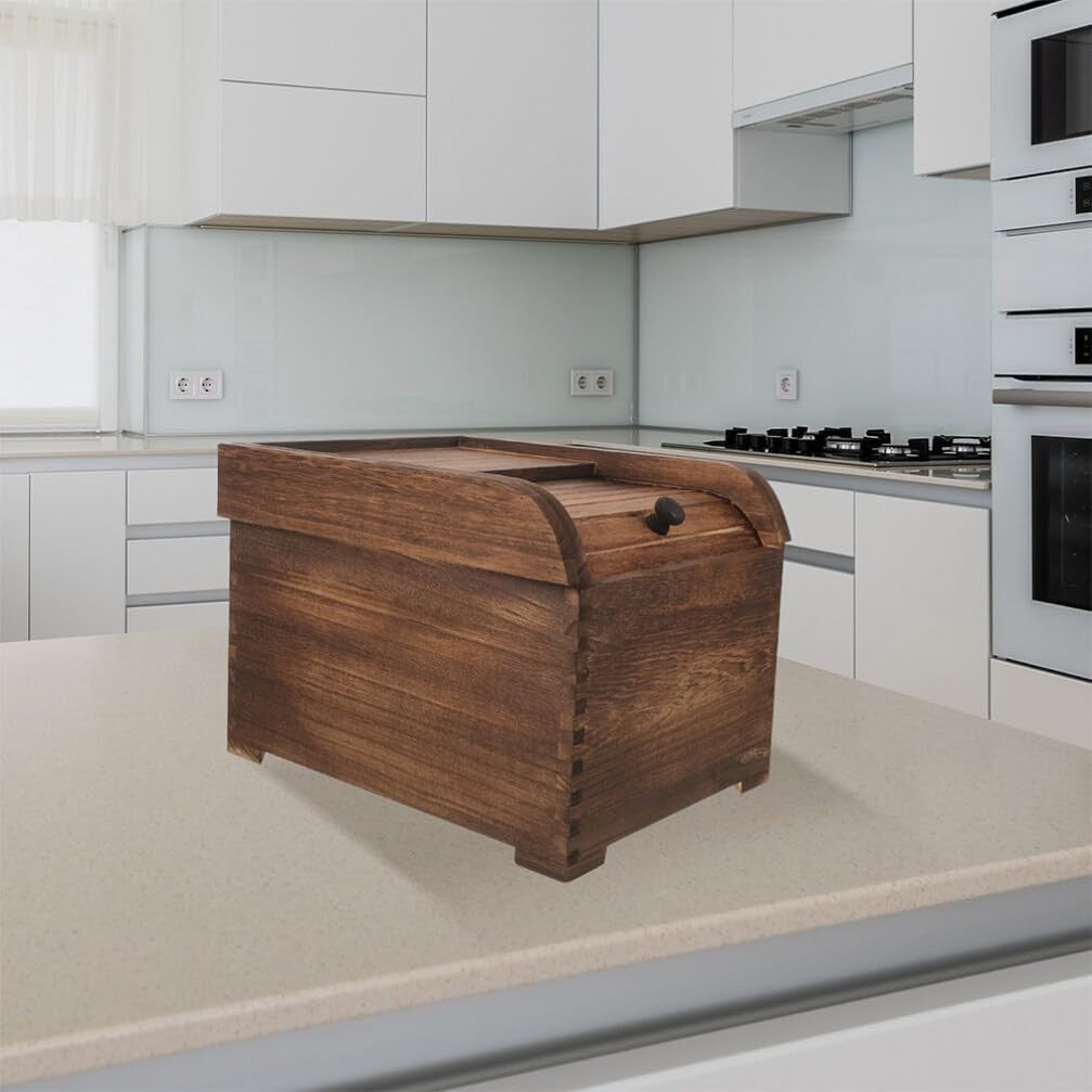 10KG Wooden Rice Storage Container Sliding Lid Bin