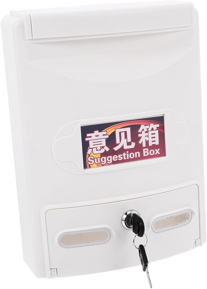 Wall Mounted Lockable Mailbox White Waterproof Plastic Letter Box 28.8x21.5x8cm