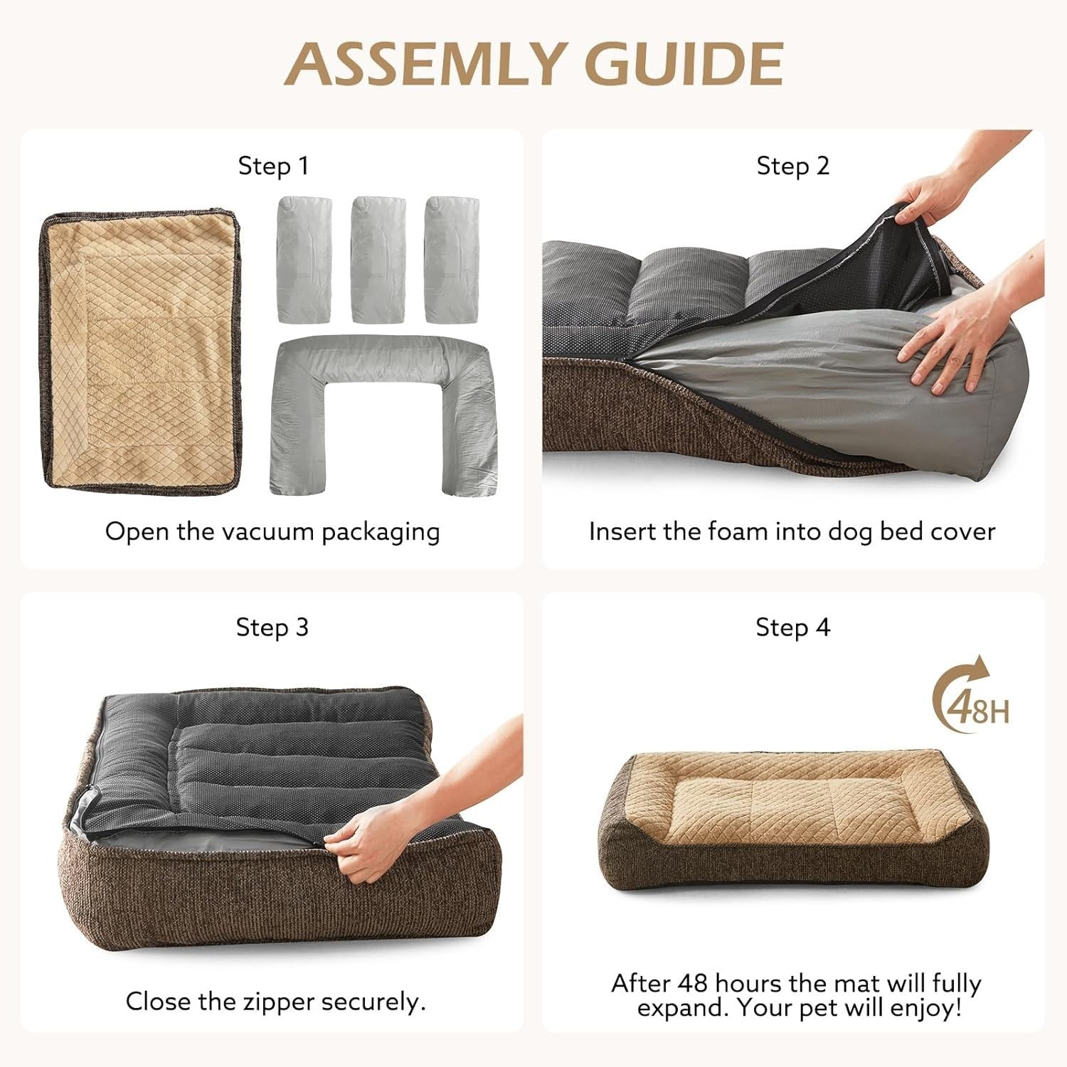 Large Orthopedic Dog Sofa Bed 97x71cm Extra Thick Washable Brown