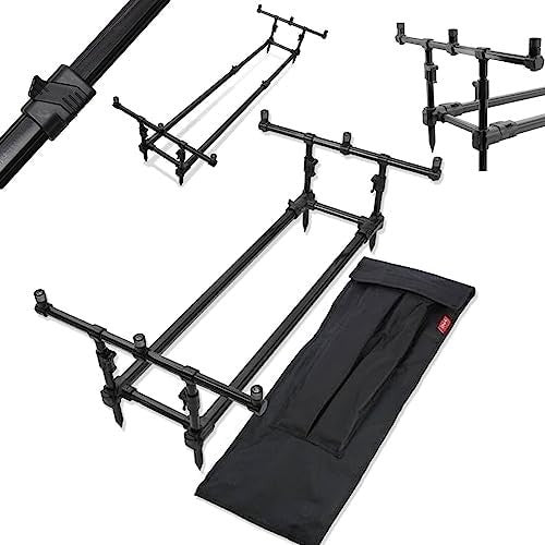 Adjustable 3 Rod Carp Fishing Pod Stand Aluminium Black w/Bag