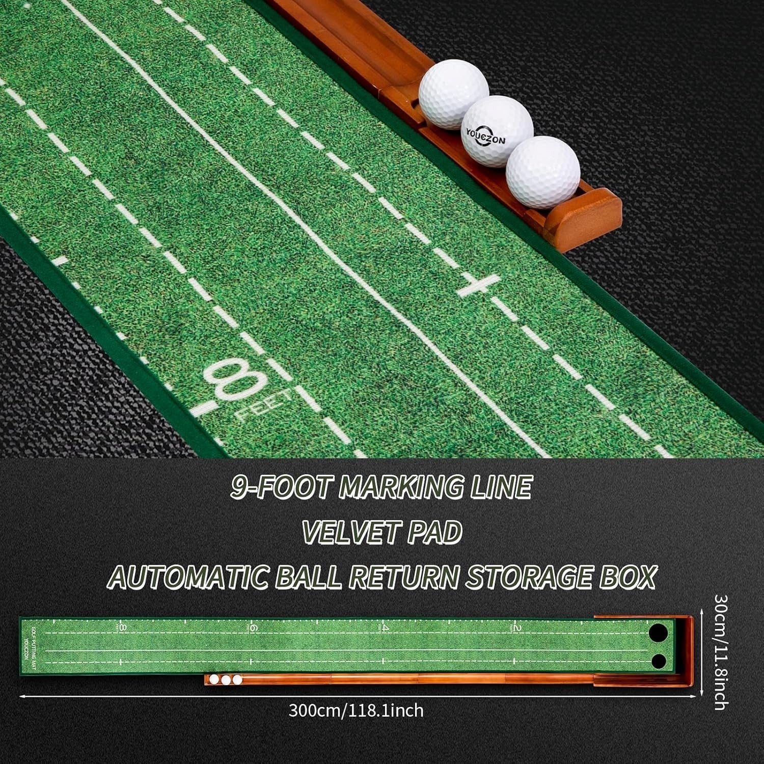 Indoor Putting Green Mat Auto Ball Return Professional Golf Practice Set