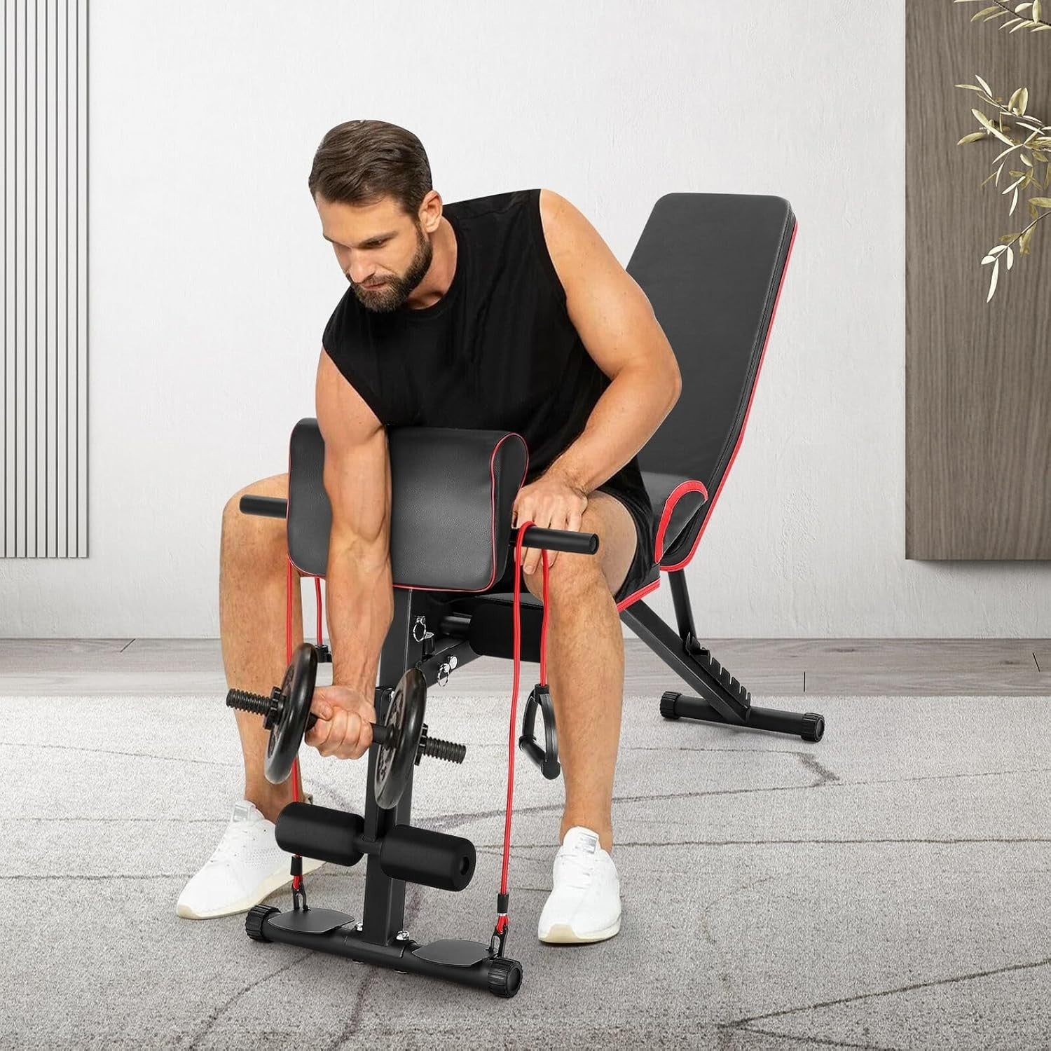 Foldable Adjustable Weight Bench 7 Incline Positions Home Gym