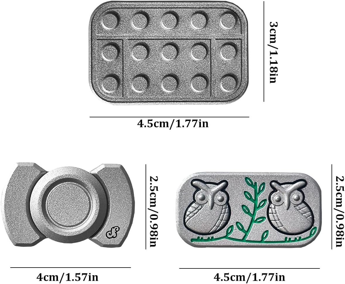3PCS Metal Fidget Toys Set Magnetic Slider Spinner Stress Relief EDC Silver
