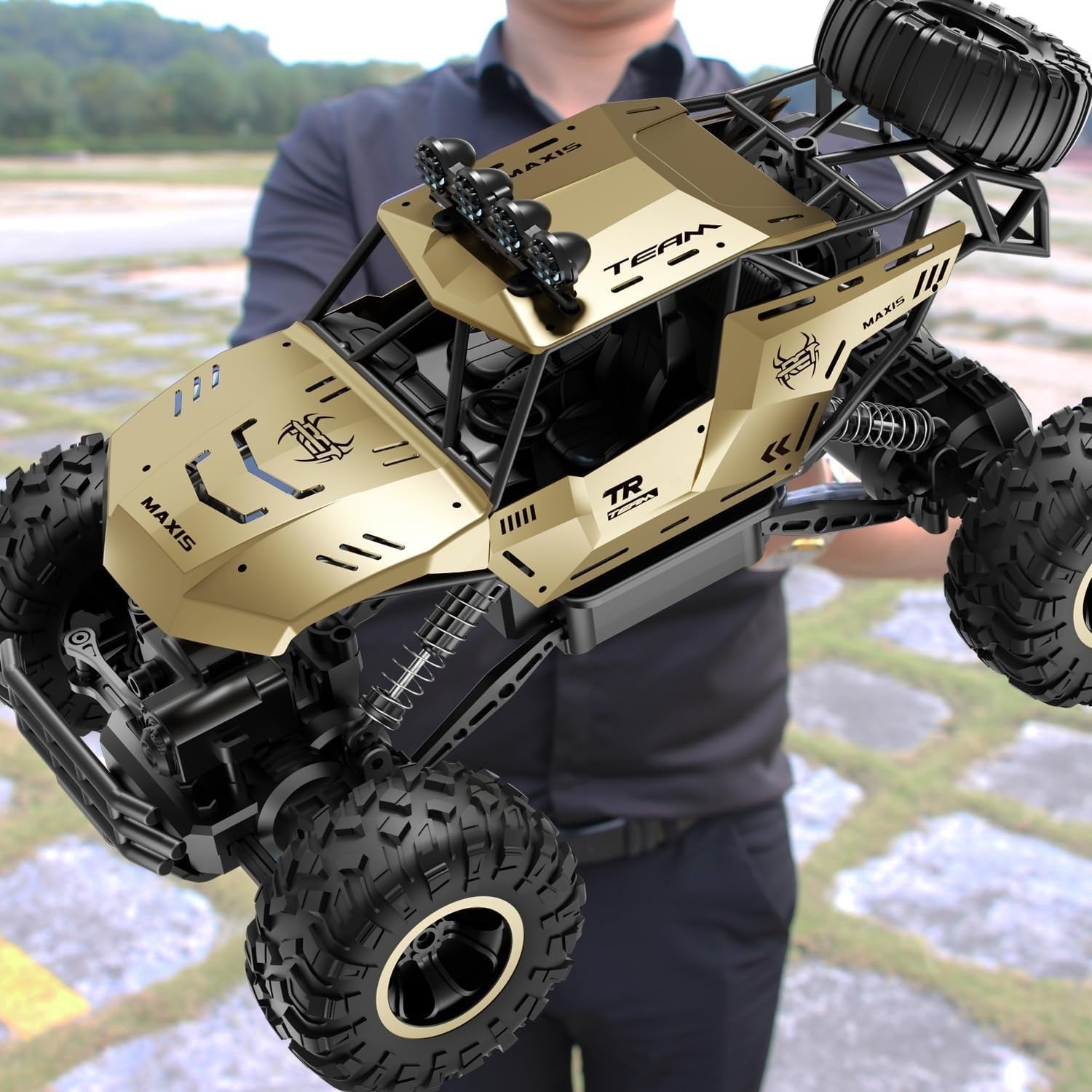 1:12 4WD RC Monster Truck Off-Road Car w/ LED Lights & 2 Batteries