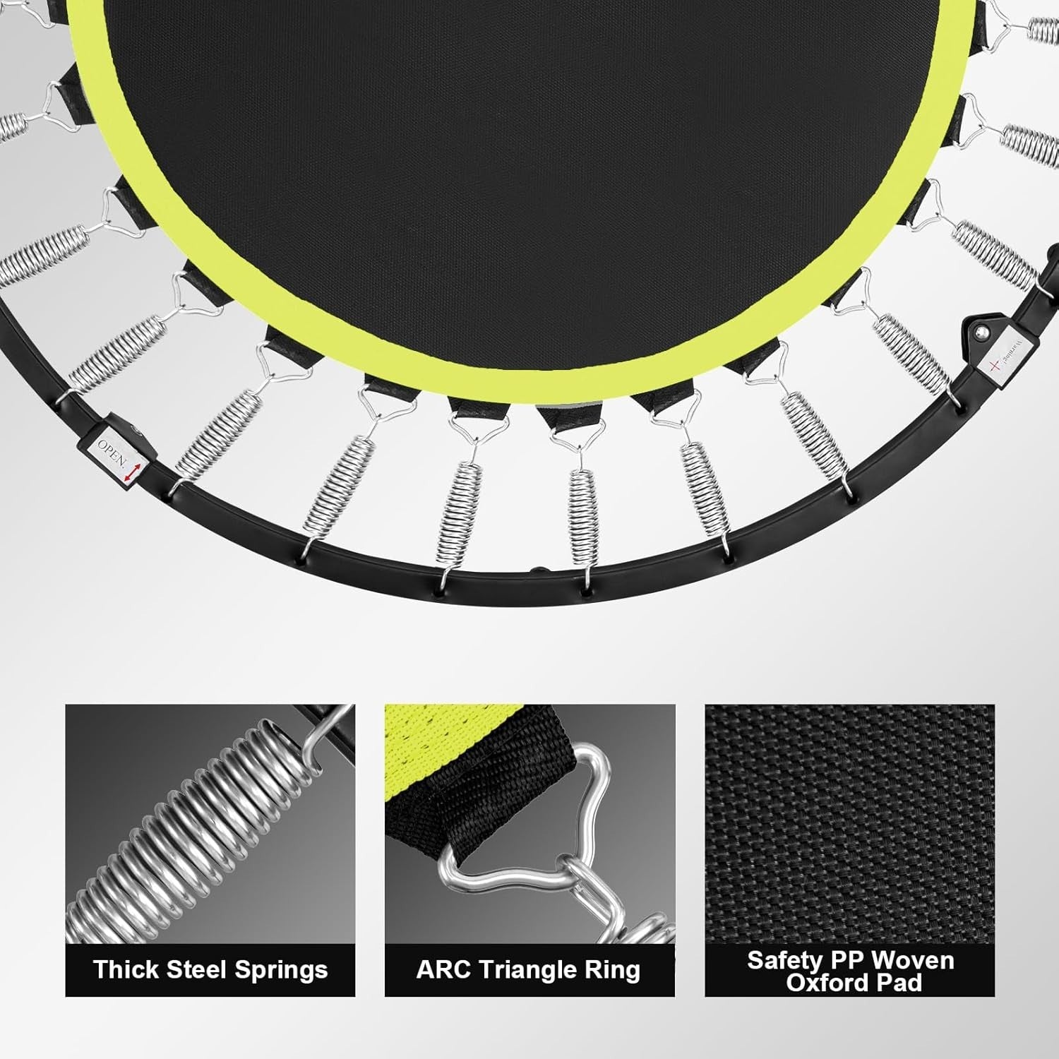 Heavy Duty Foldable Mini Trampoline Adjustable Handle Indoor Workout 220KG