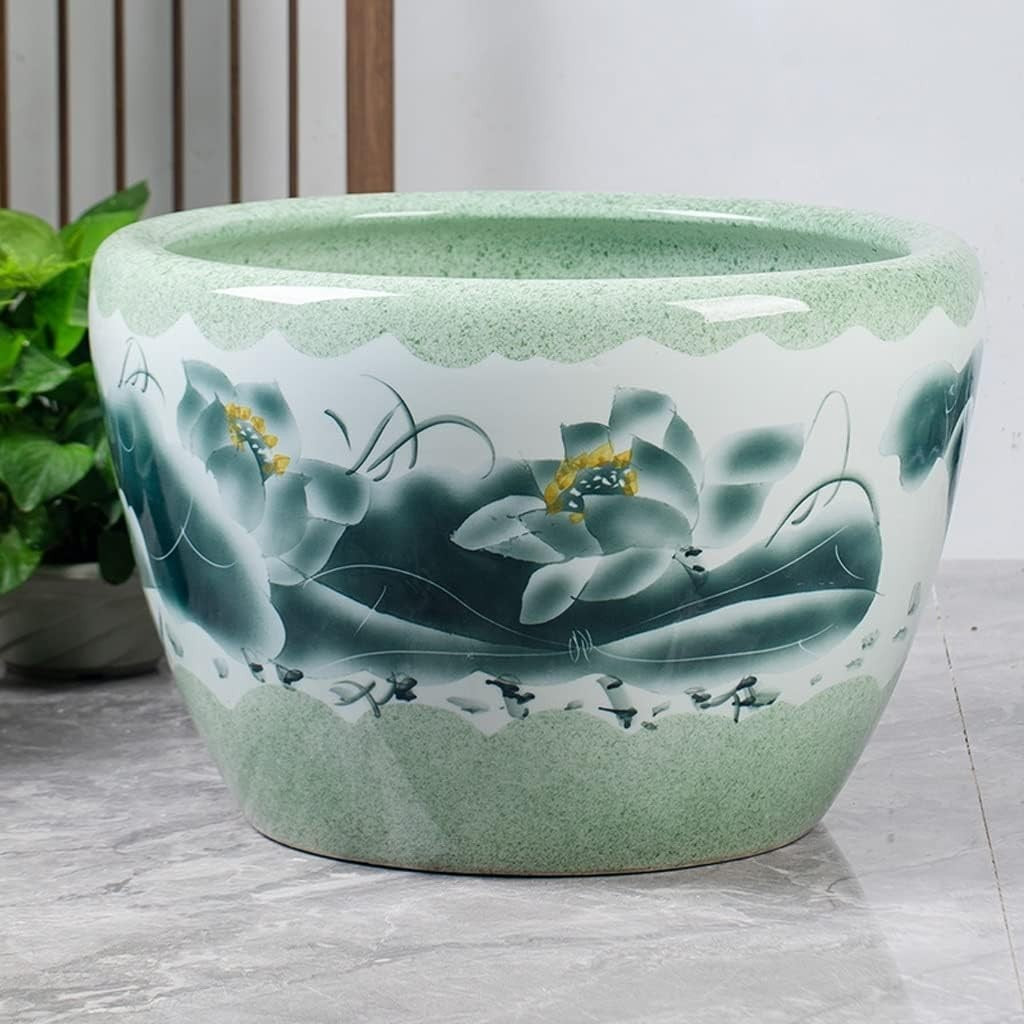 Large Blue & White Ceramic Fish Tank Turtle Pond Indoor Outdoor Bowl