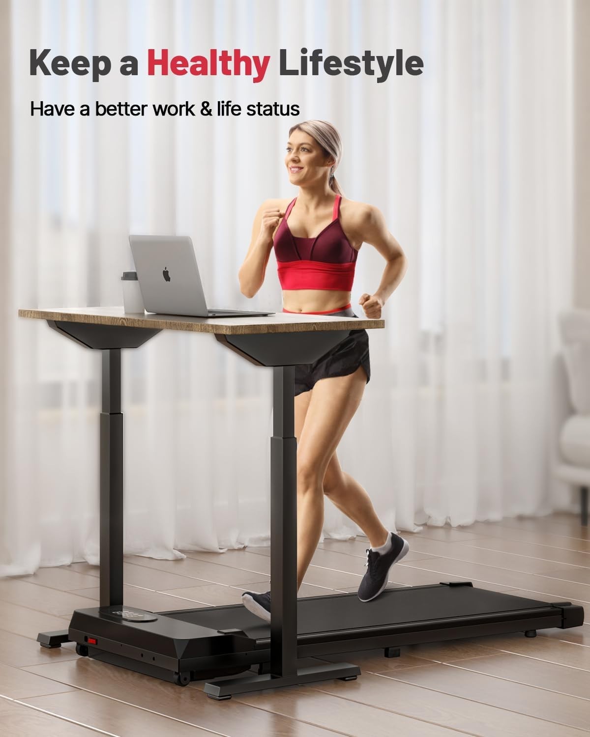 Foldable Walking Pad Treadmill 1-8km/h Incline LED Display Home Office Gym