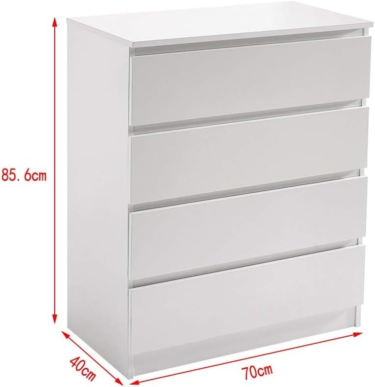 White 4 Drawer Chest | Modern Slim Storage Unit | Bedroom Hall Cabinet