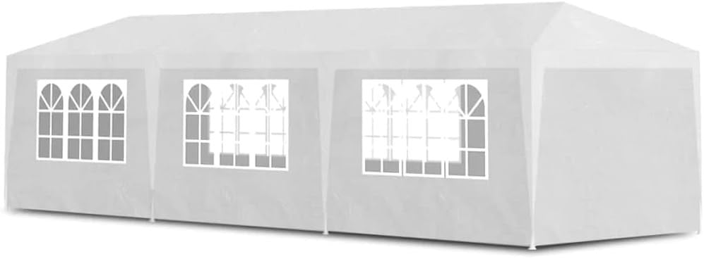 3x6m Garden Gazebo Party Tent Pavilion PE Roof Steel Frame w/ Sides