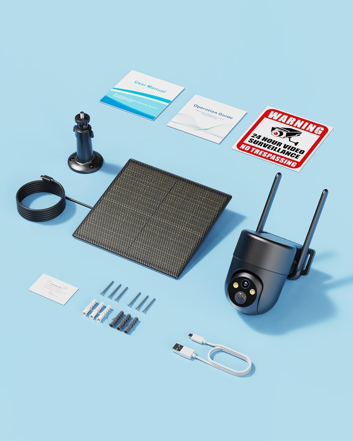 4G Solar Security Camera PTZ 2K HD SIM Card CCTV No WiFi