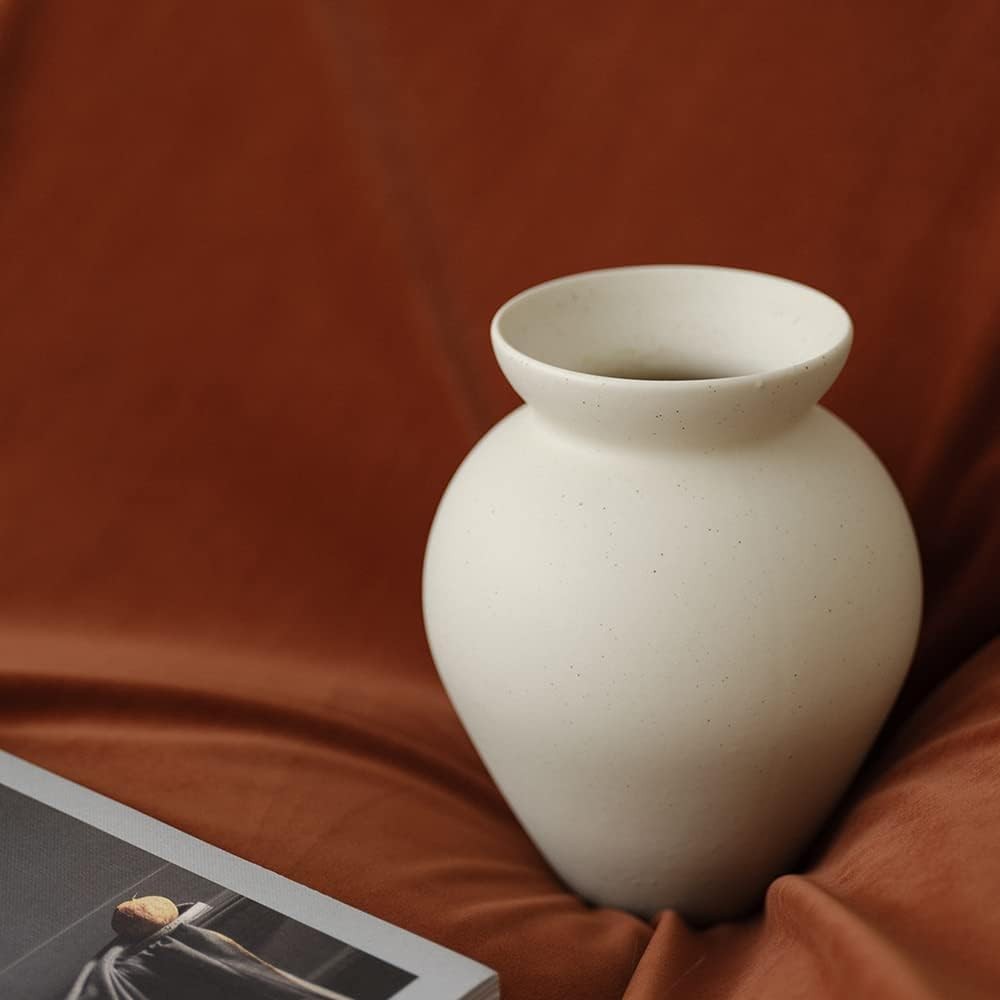 Ceramic Retro Flower Vase Nordic Milk Can Style Minimal Table Decor