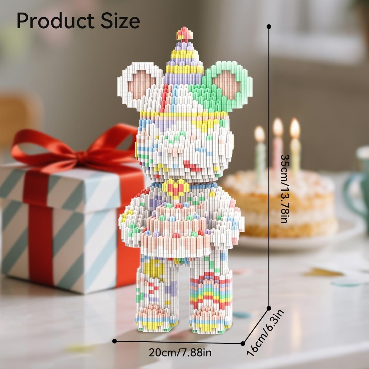 Birthday Cake Bear Building Blocks Set 3680pcs DIY Gift for Kids Adults