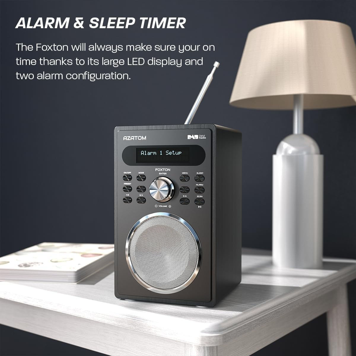 Black DAB DAB+ FM Digital Radio Bluetooth Dual Alarm Sleep Timer USB
