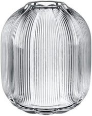 Clear Glass Flower Vase 19cm Modern Ribbed Table Vase Home Decor
