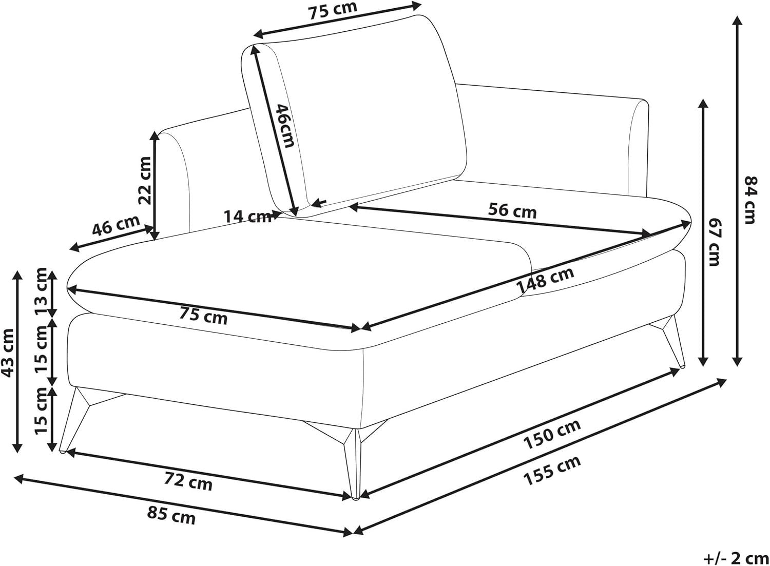 Modern Right Hand Chaise Lounge Beige Water-Repellent Fabric Sofa Seat