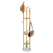 Freestanding Coat Rack with Quartz Stone Base | 9 Hooks Hall Tree Stand