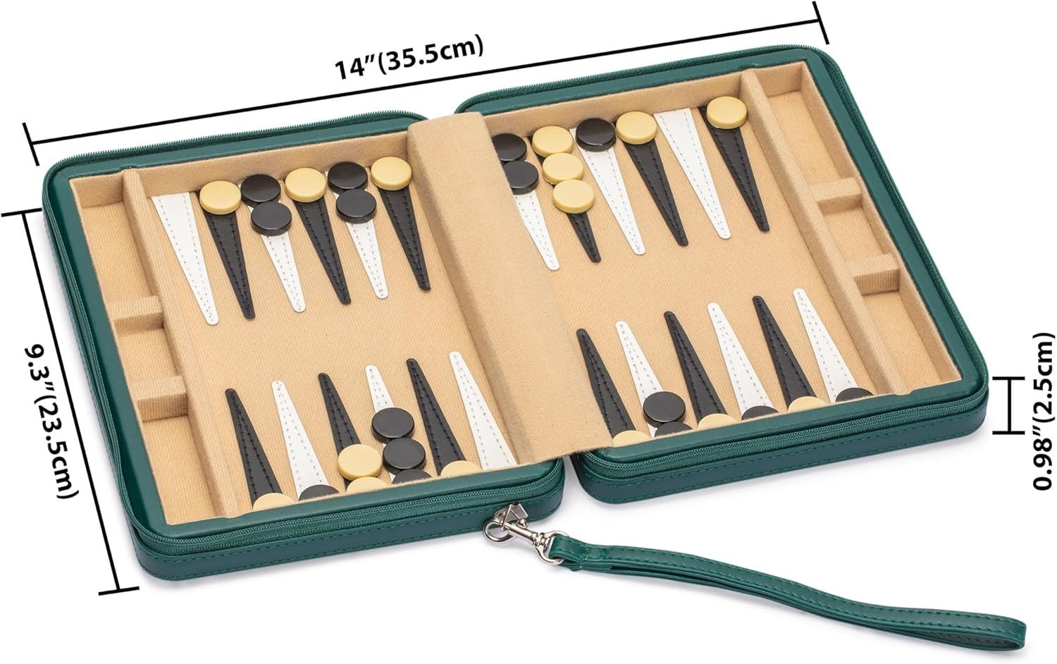 Travel Magnetic Backgammon Mini Set Leatherette Case 2 Player