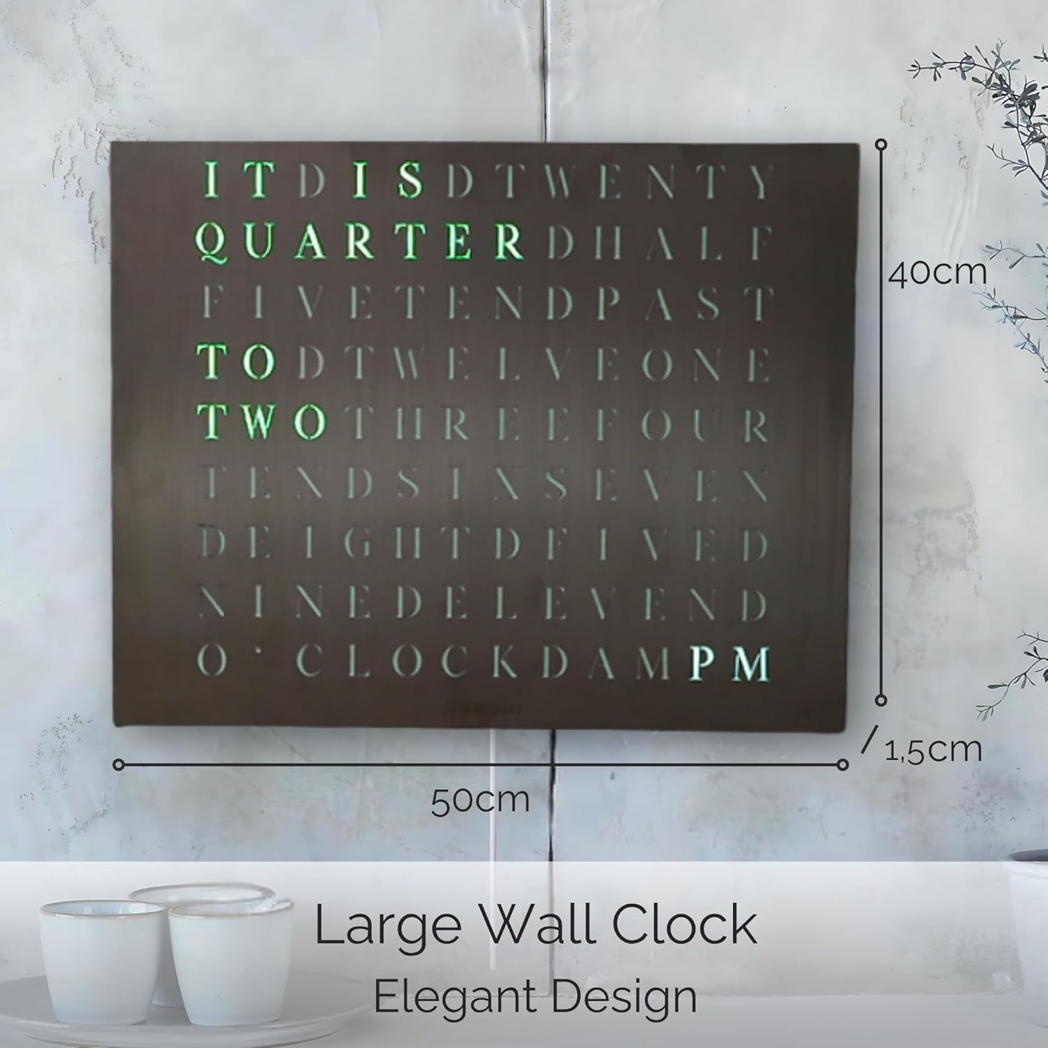 Digital LED Word Clock Wall Art – Smart Wi-Fi Controlled Modern Home Decor