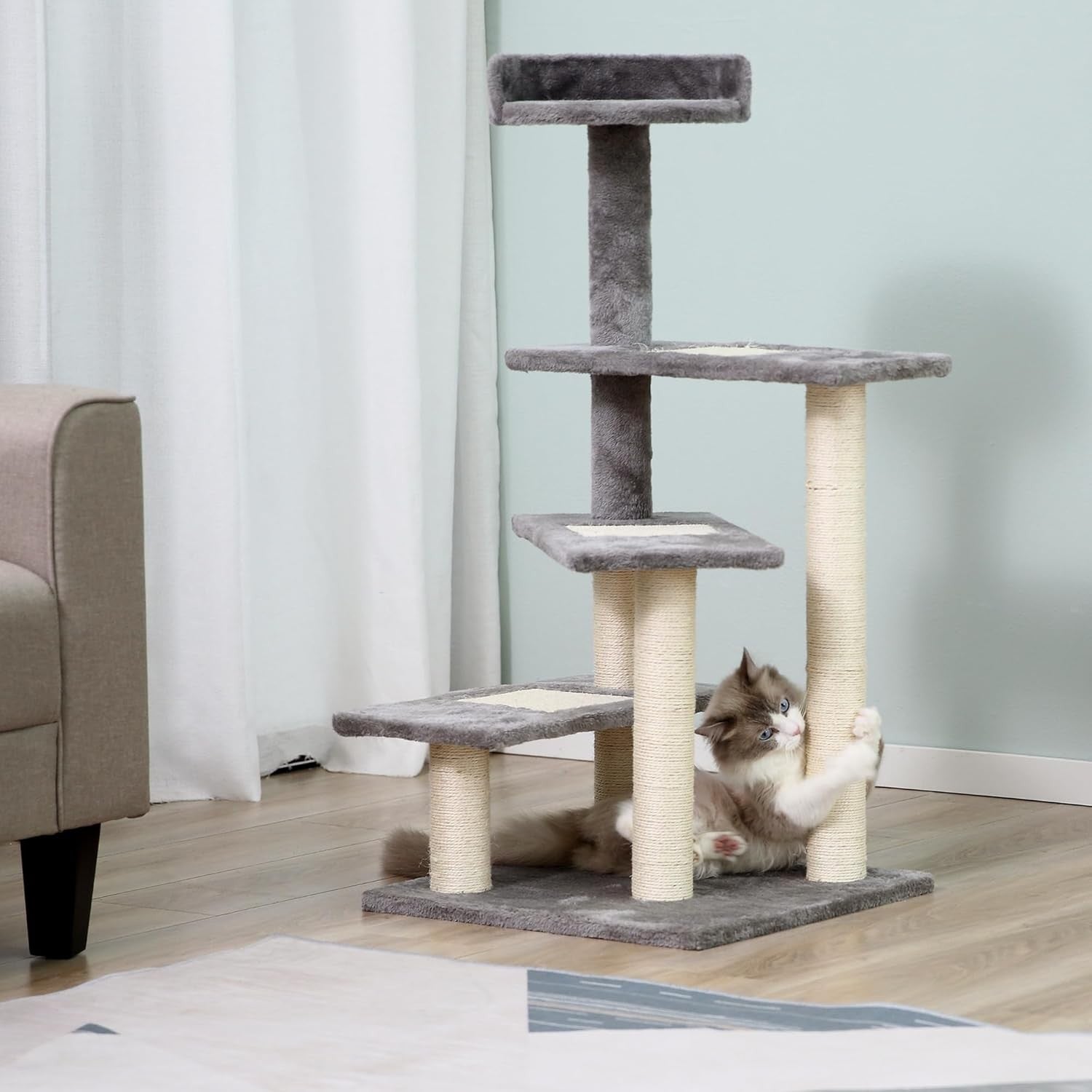 Cat Tree Activity Centre Scratching Post Tower Plush Platform Indoor Cats