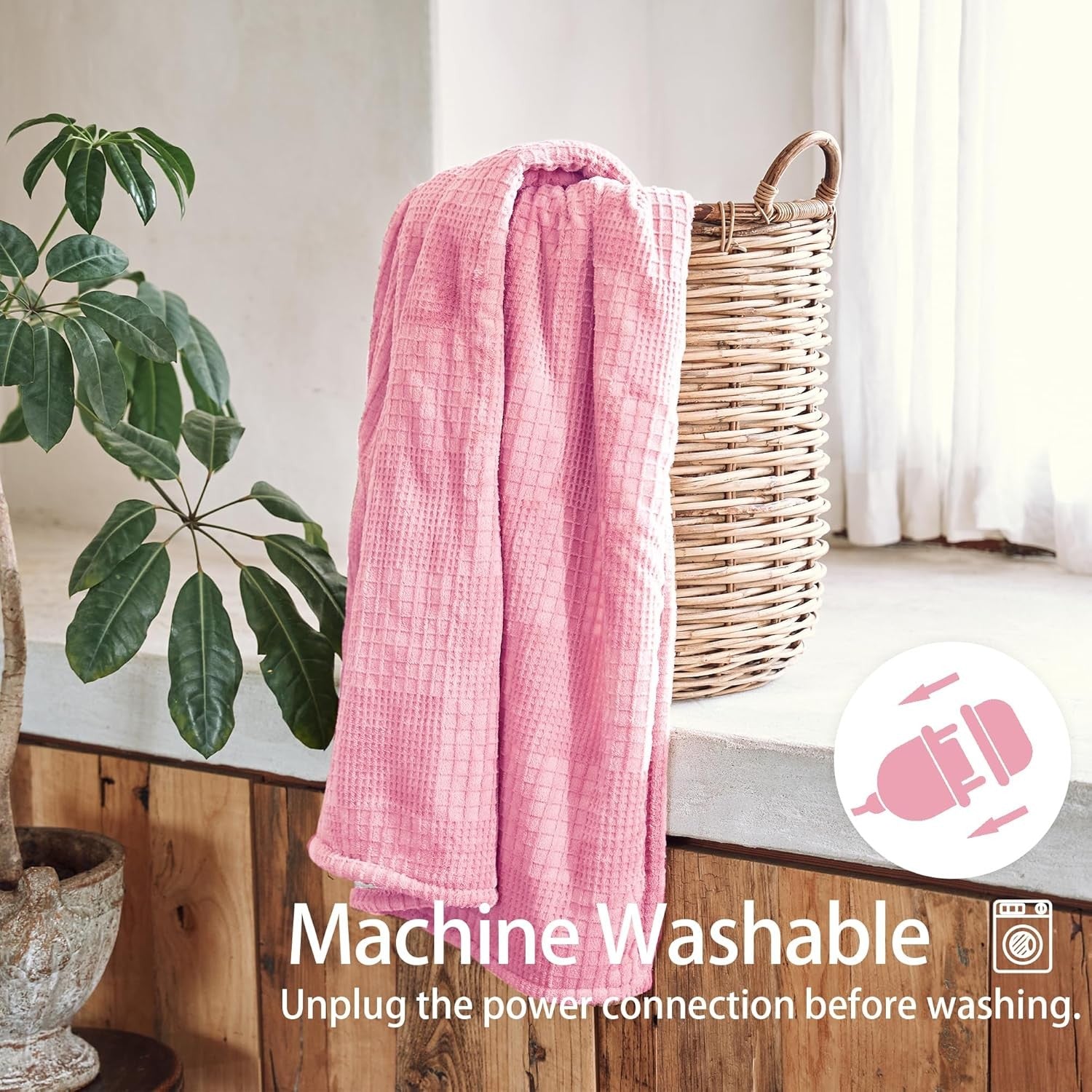 Electric Heated Throw Blanket 130x180cm 9 Heat Timer Auto Off Washable