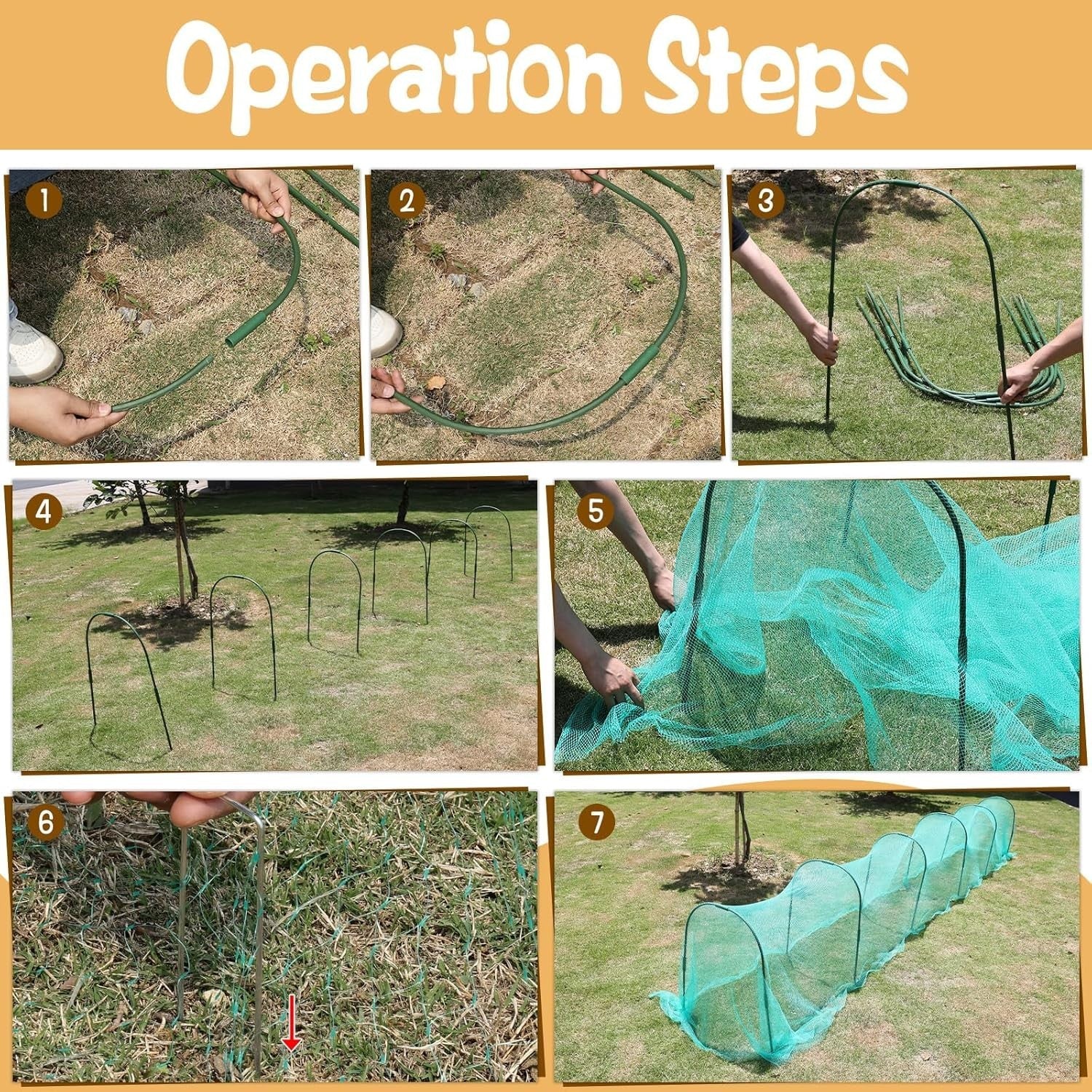 2.8x19.6FT Portable Chicken Tunnel Run Garden Fence Kit