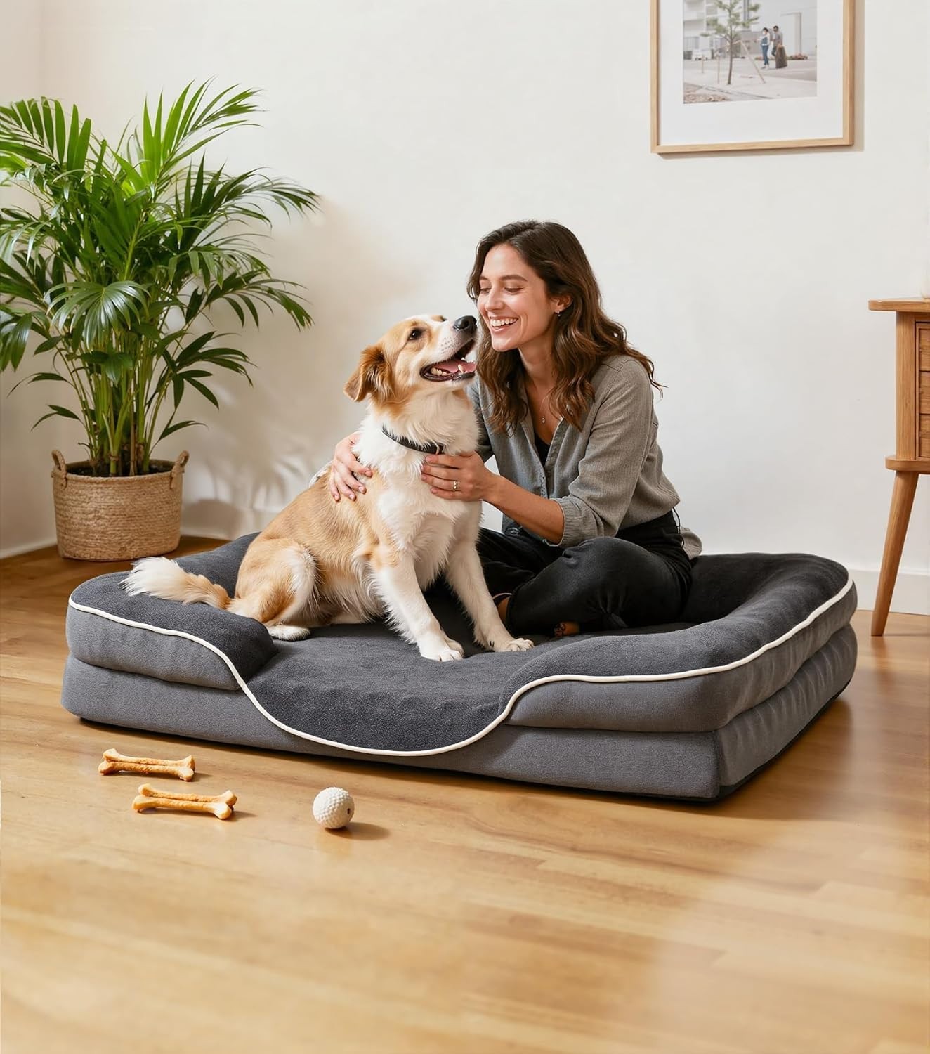 Large Orthopedic Dog Bed 89x63cm Memory Foam Washable