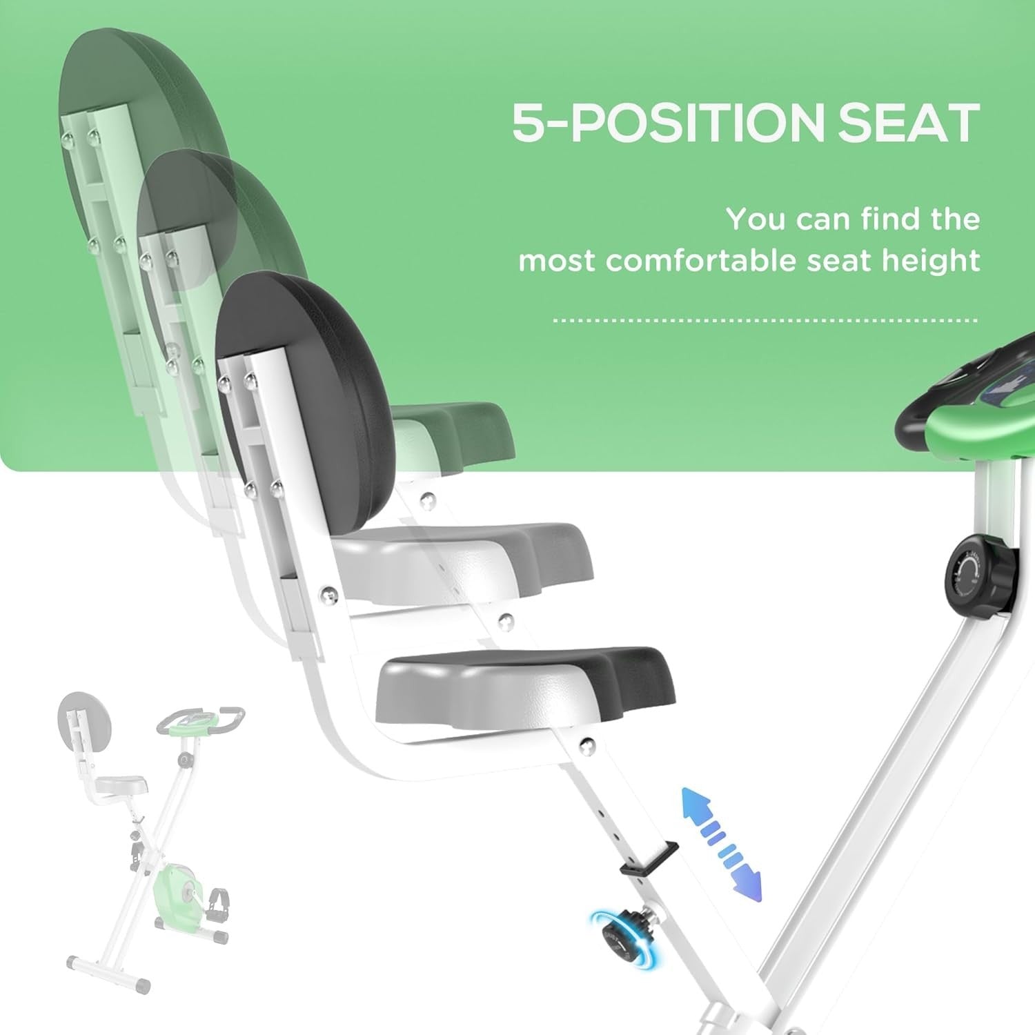 Folding Exercise Bike Green 8-Level Magnetic Resistance LCD Pulse Sensor