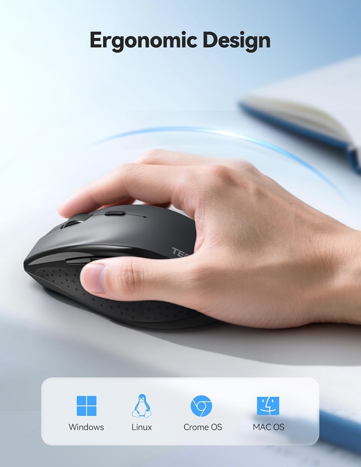 Rechargeable Wireless Mouse 6400 DPI Silent Ergonomic USB Nano for Laptop PC
