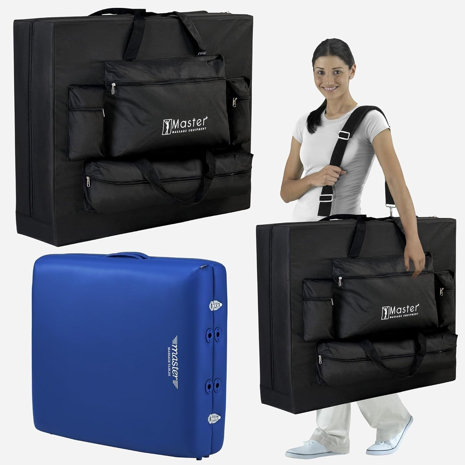 71cm Heated Portable Massage Table | Montclair Spa Bed w/ 7.6cm Memory Foam Blue