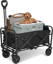 Black 120L Folding Festival Trolley Heavy Duty Camping Beach Wagon 330lbs